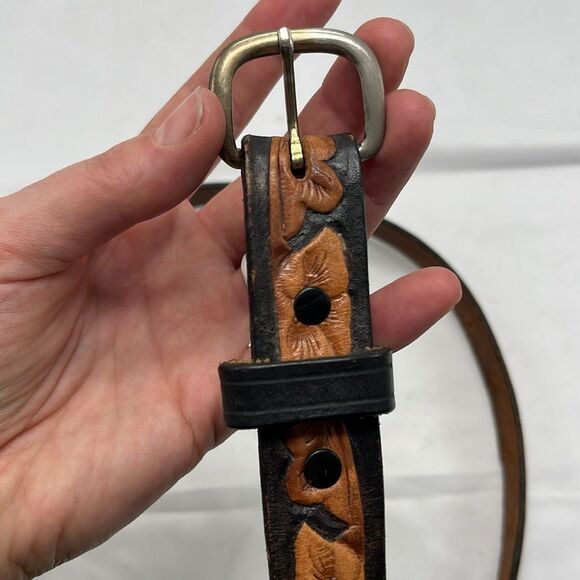 Black & Brown Floral Leather K & L Belt - Picture 2 of 5